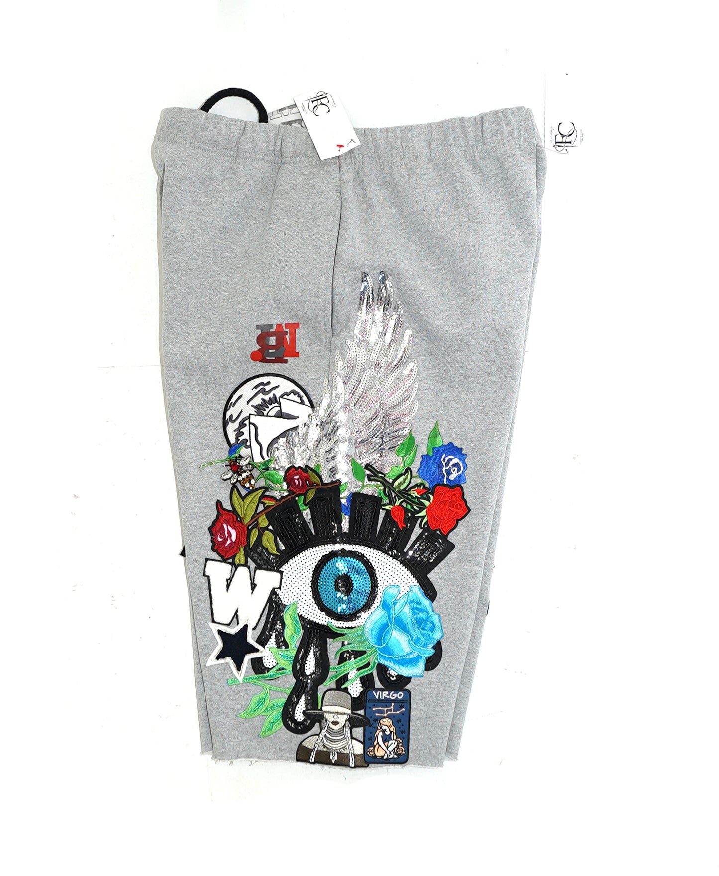 Patchwork Cotton Shorts - HEATHER GREY