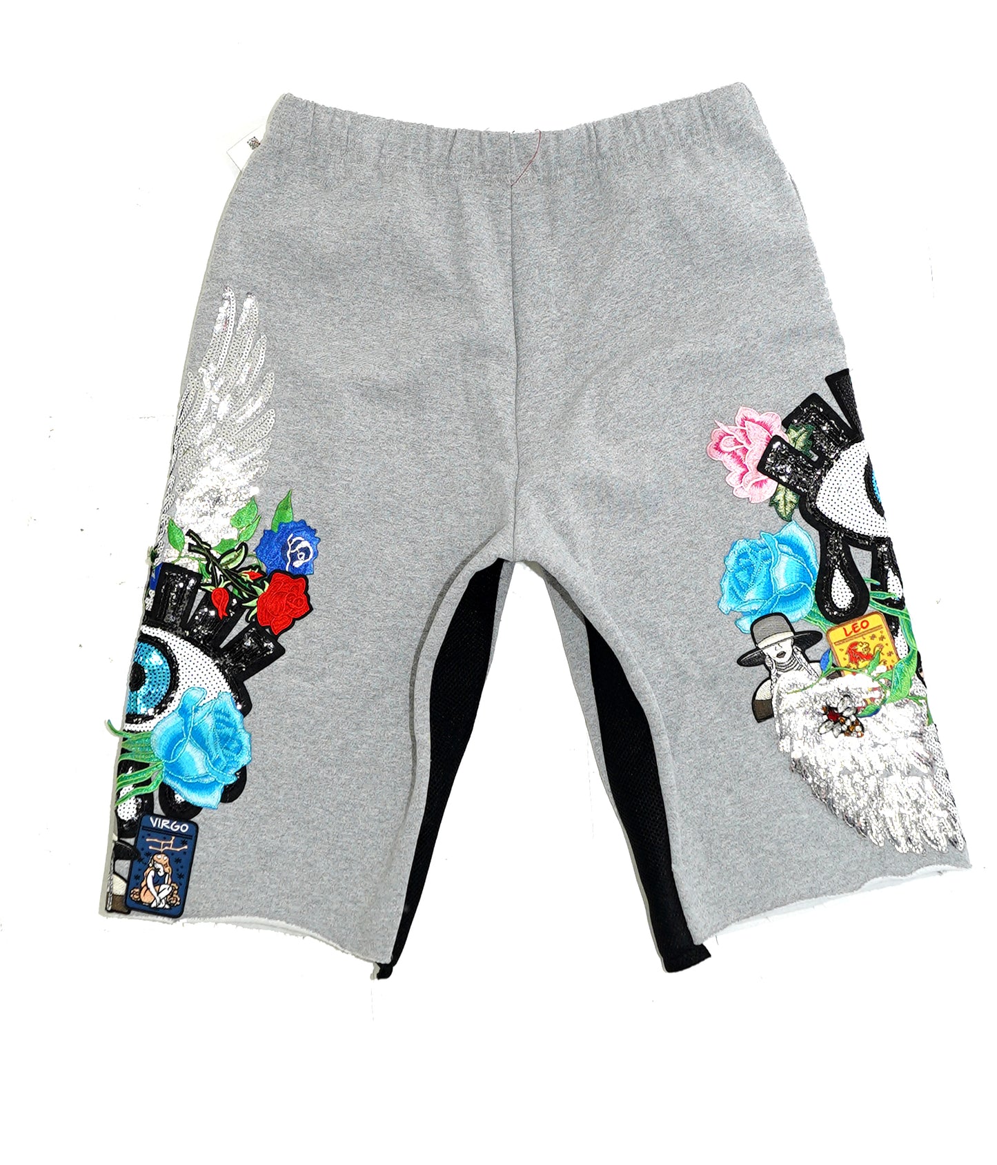 Patchwork Cotton Shorts - HEATHER GREY