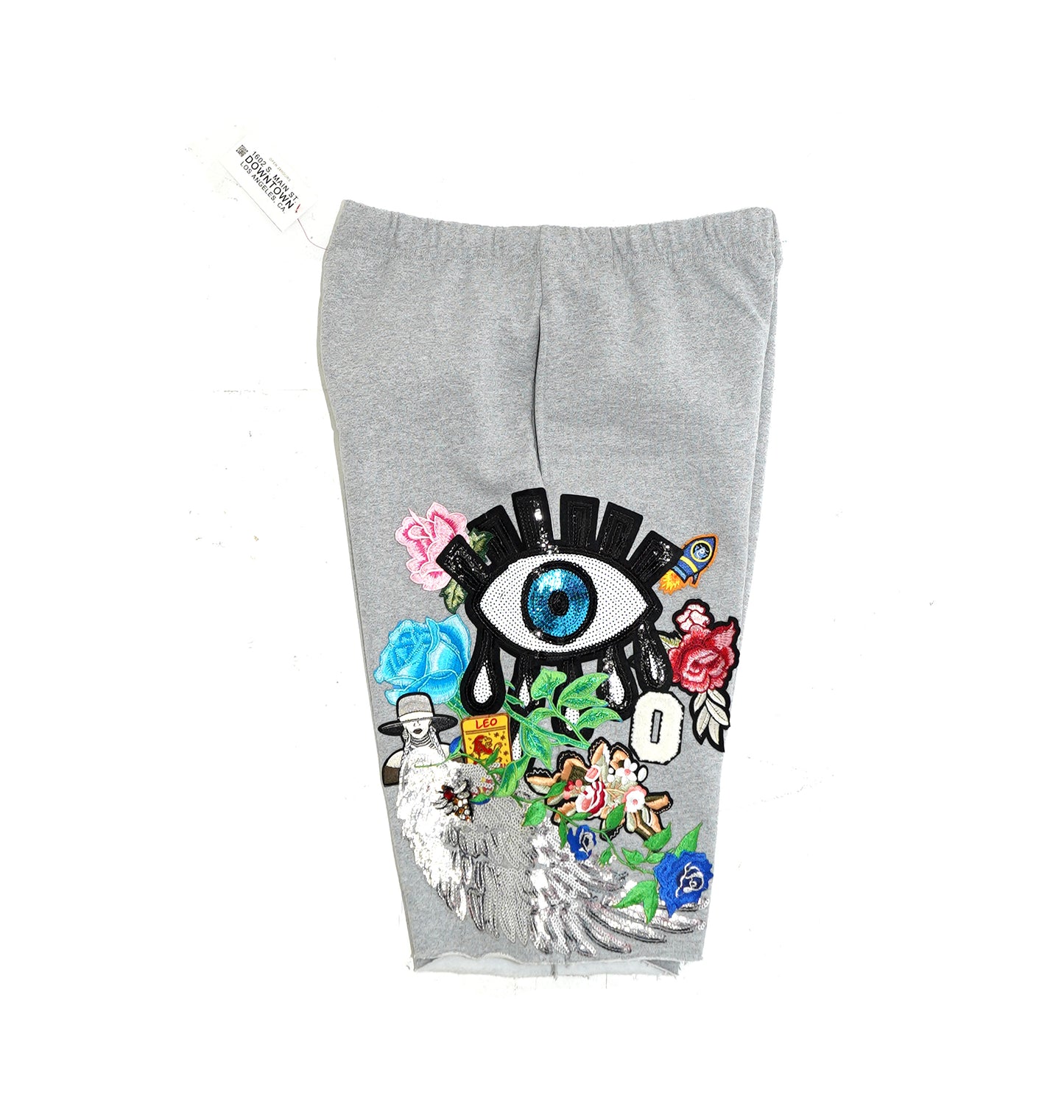 Patchwork Cotton Shorts - HEATHER GREY