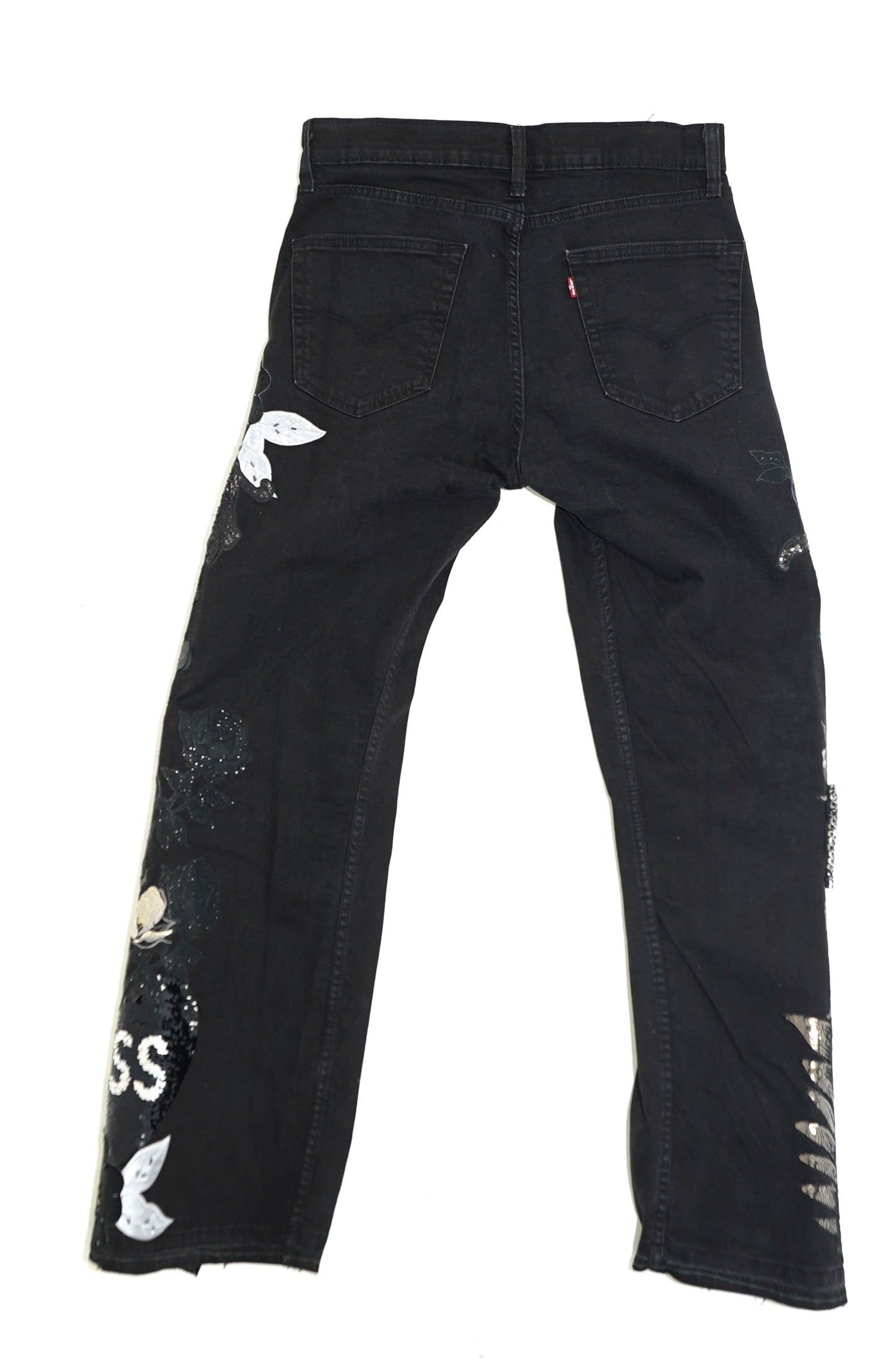 Floral Patchwork Denim Pants - ONYX 34W