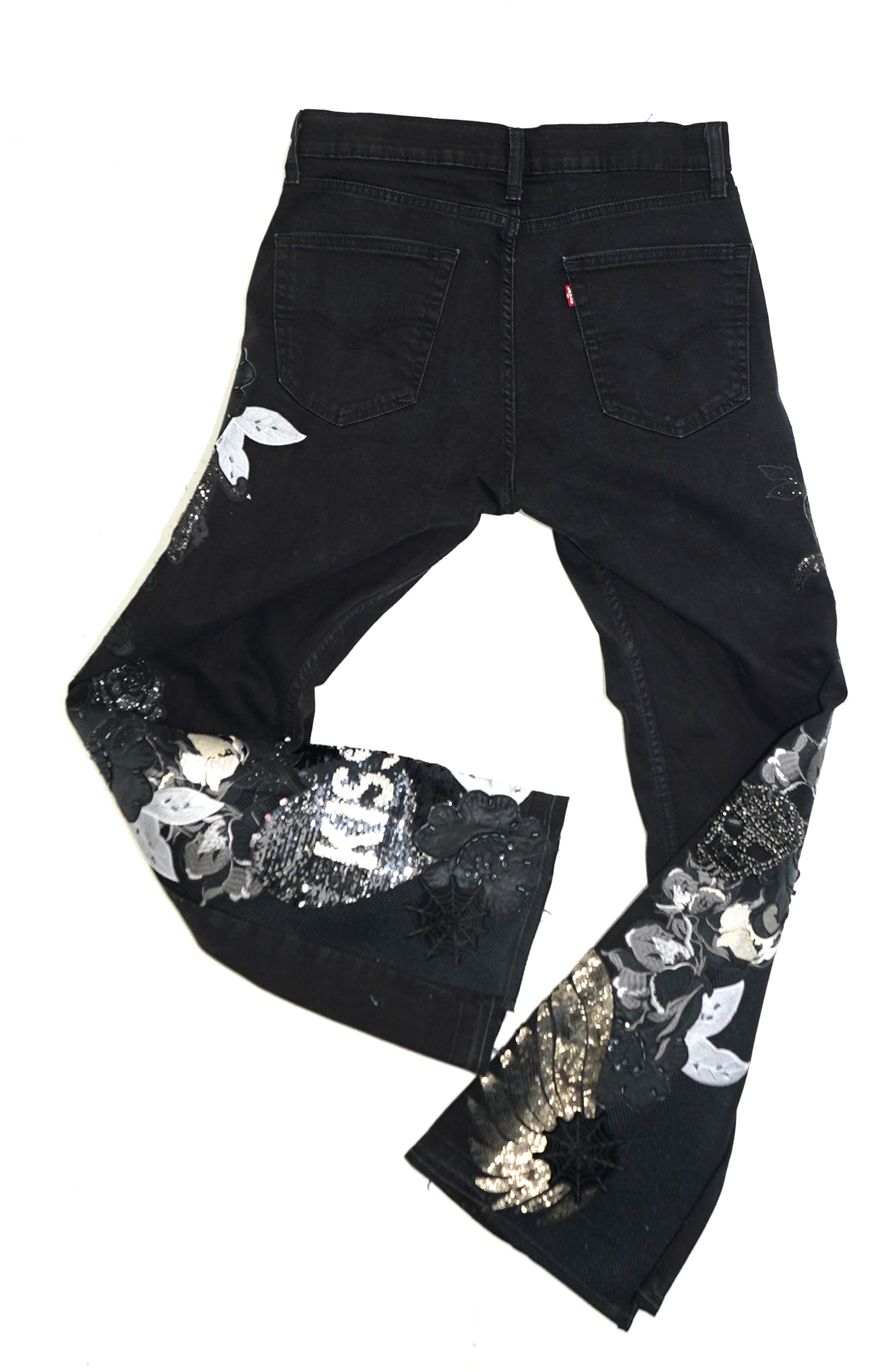 Floral Patchwork Denim Pants - ONYX 34W