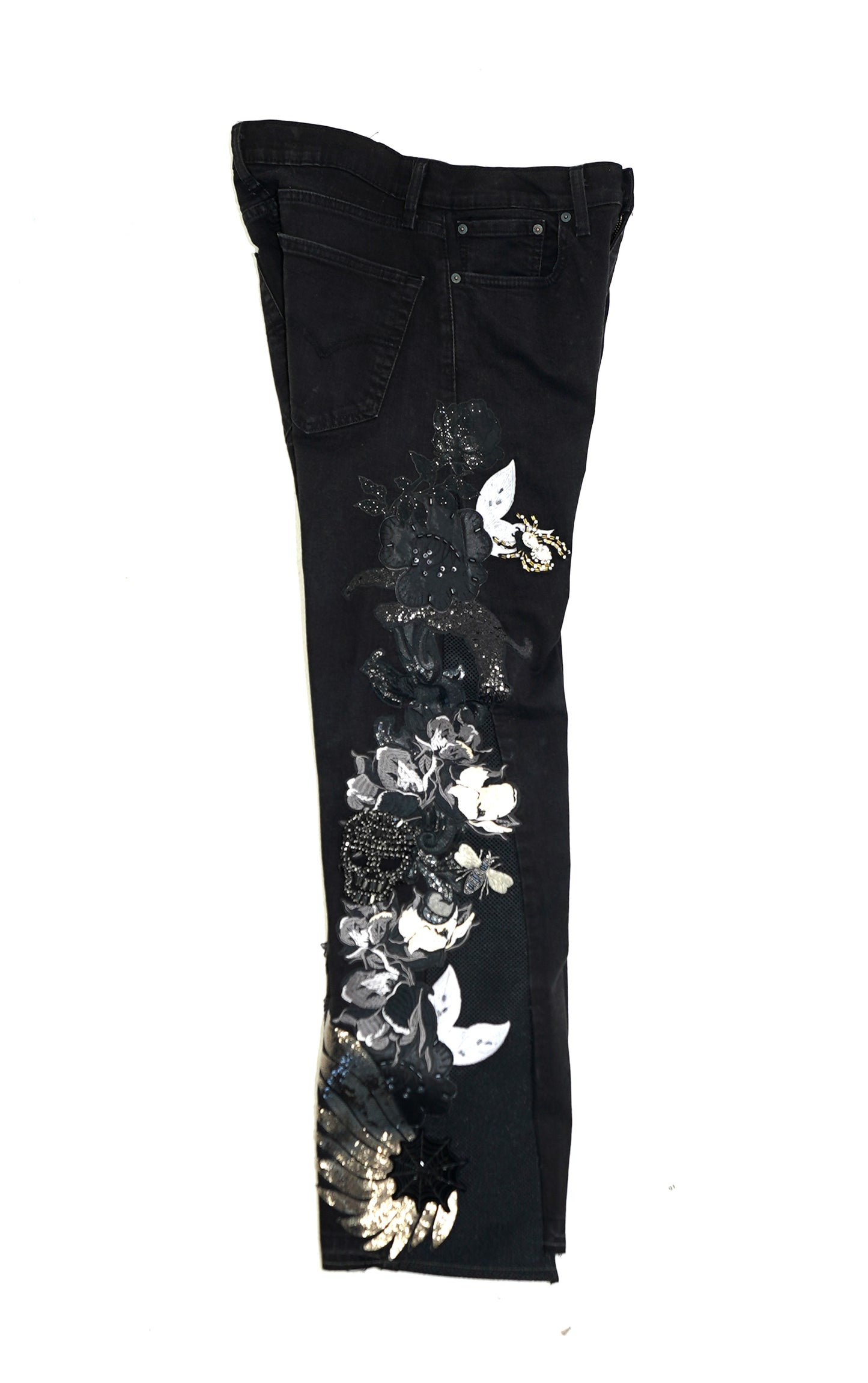 Floral Patchwork Denim Pants - ONYX 34W