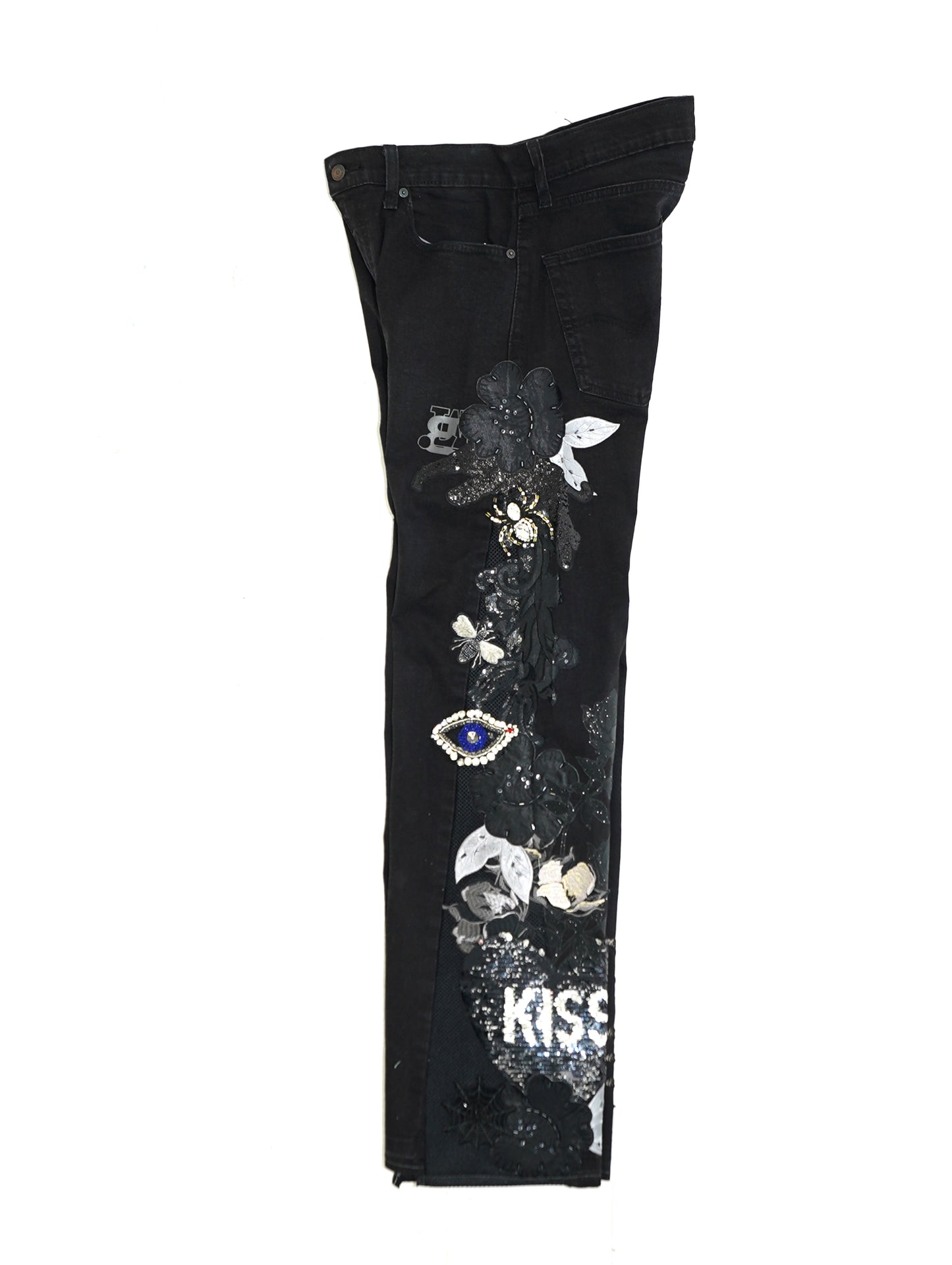 Floral Patchwork Denim Pants - ONYX 34W