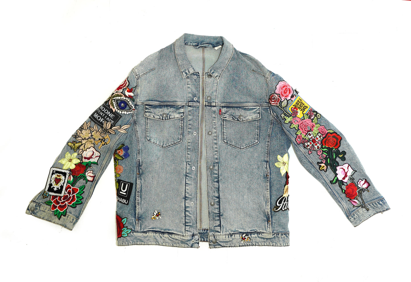 Floral Patchwork Denim Coat - CORE
