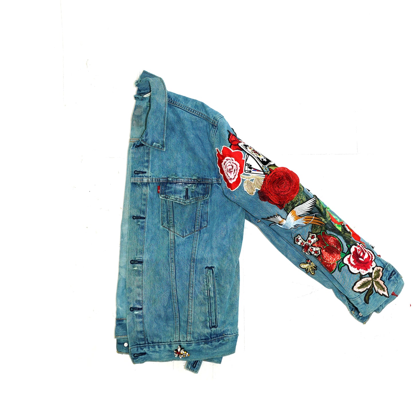 Floral Patchwork Denim Jacket - BLU SEA