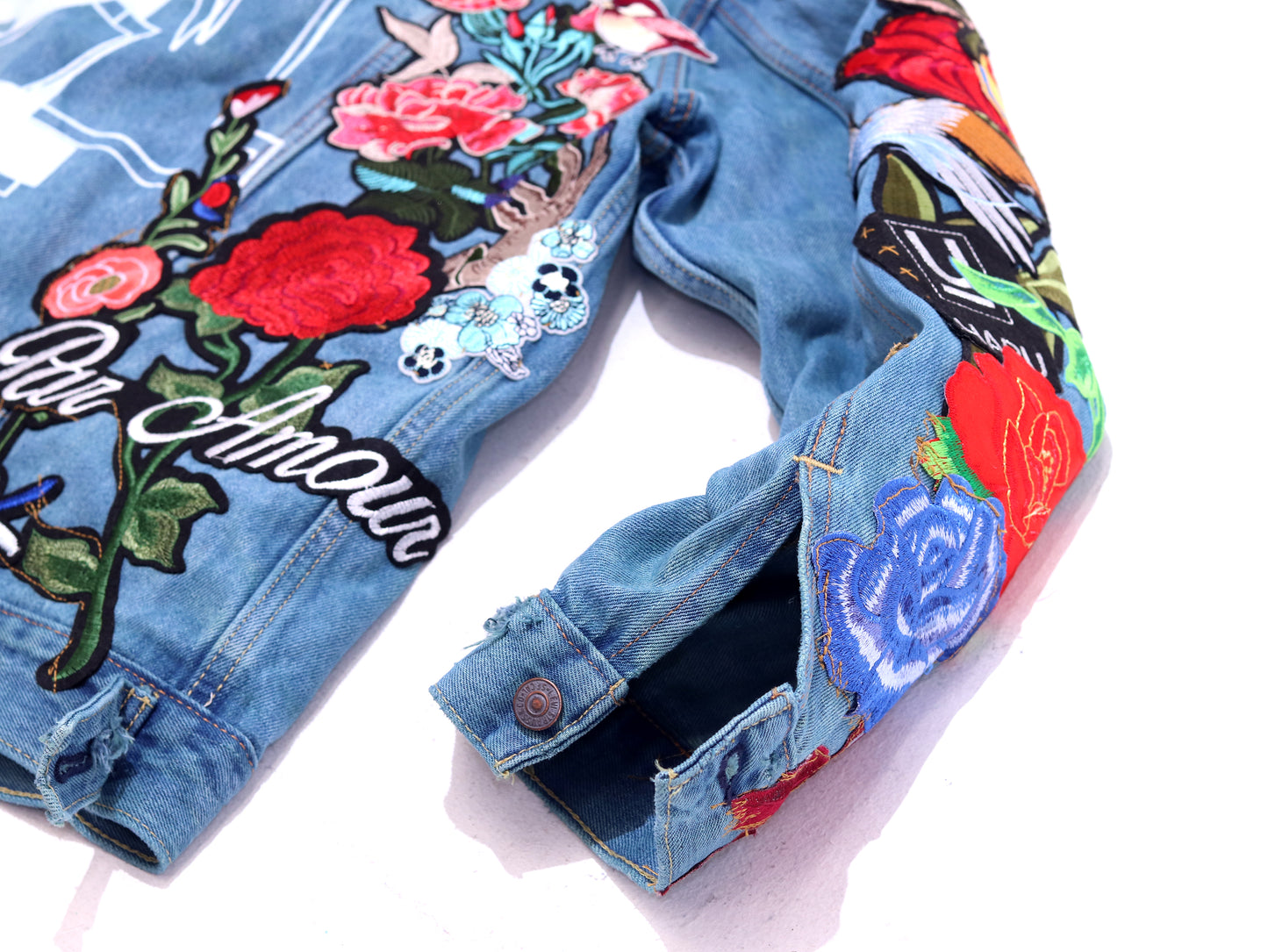 Floral Patchwork Denim Jacket - BLU SEA