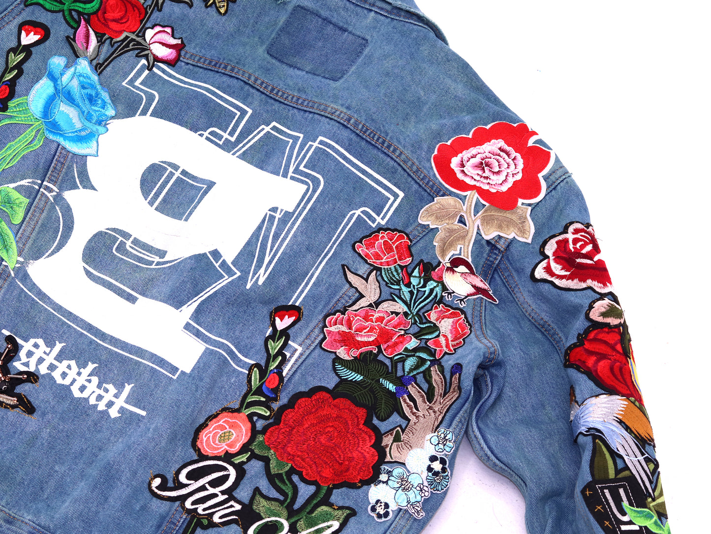 Floral Patchwork Denim Jacket - BLU SEA